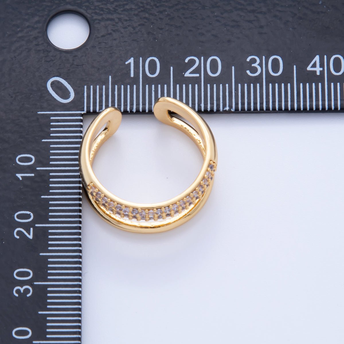 18K Gold Filled Micro Paved Double Band Ring | O2021 - DLUXCA
