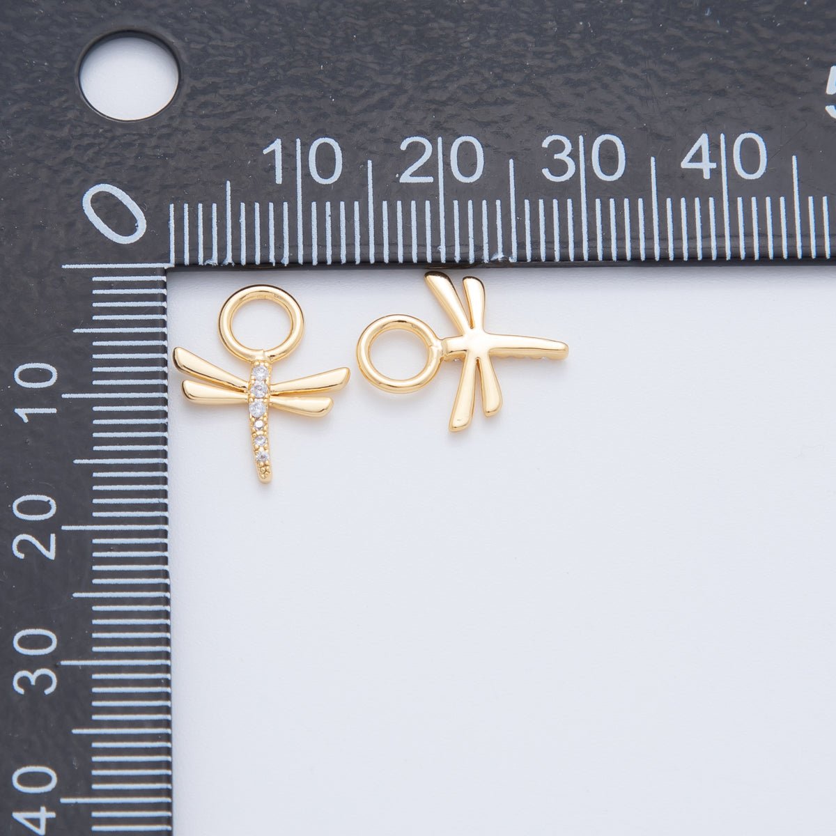 18K Gold Filled Micro Paved Dragonfly Insect Add - On Drop Earring Charm | AF750 - DLUXCA