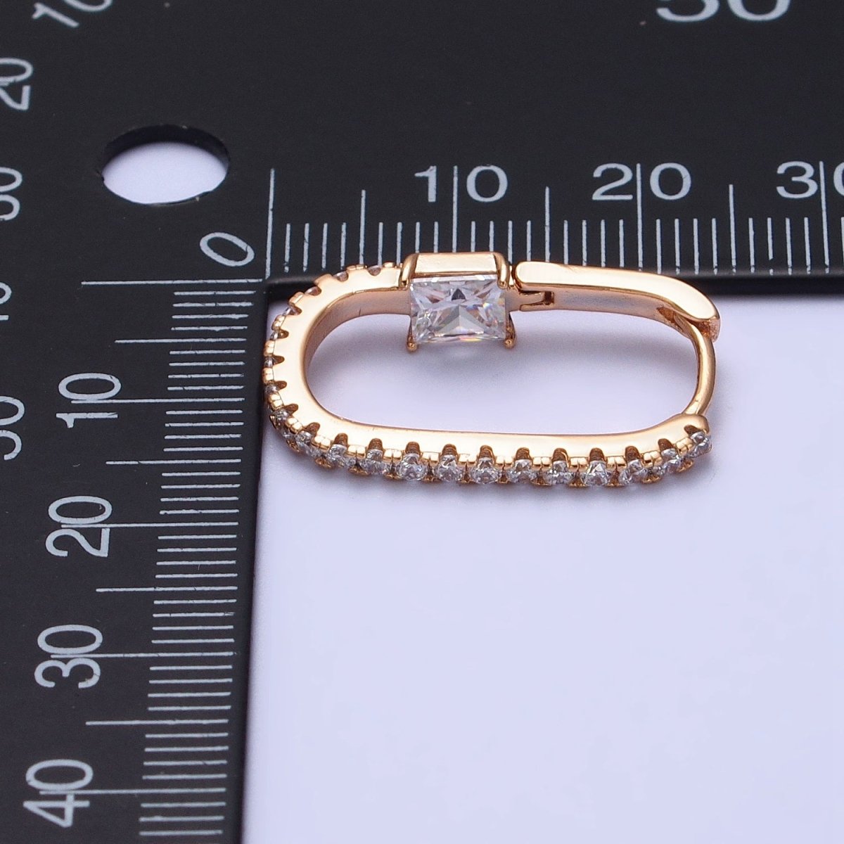 18K Gold Filled Micro Paved Iridescent AB, Clear CZ Square 24mm Earrings | AB257 AB260