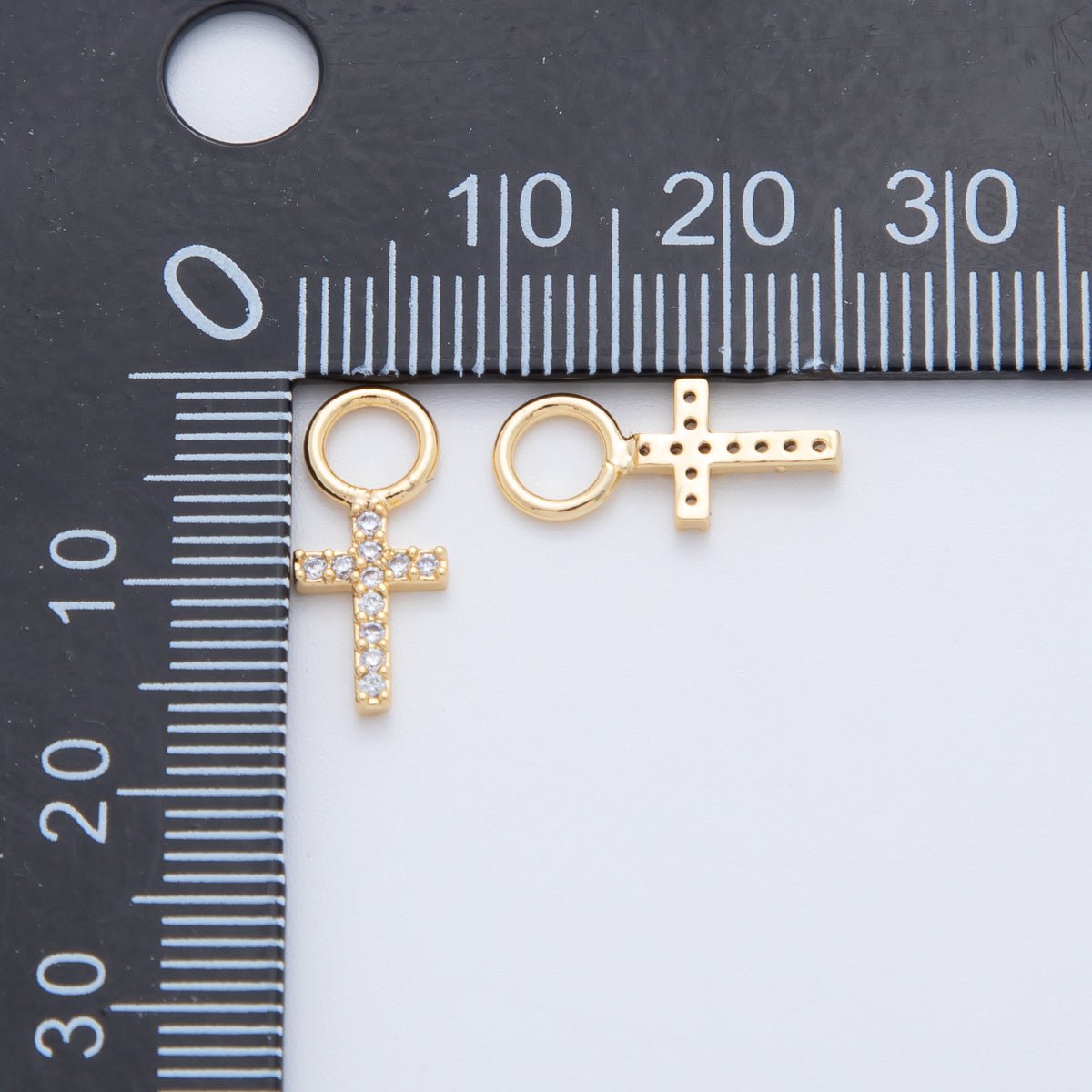 18K Gold Filled Micro Paved Religious Cross Add - On Drop Earring Charm | AF753 - DLUXCA