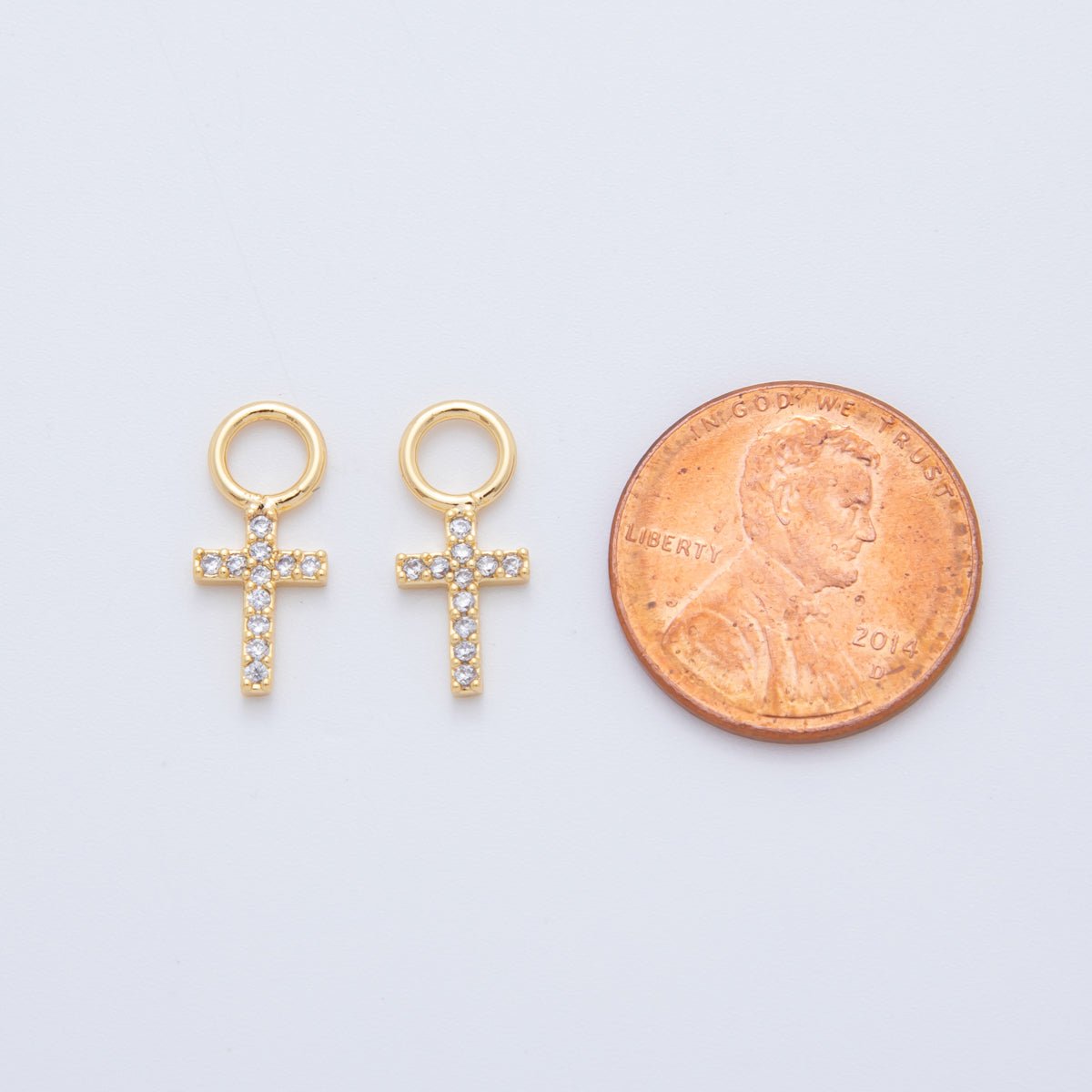 18K Gold Filled Micro Paved Religious Cross Add - On Drop Earring Charm | AF753 - DLUXCA
