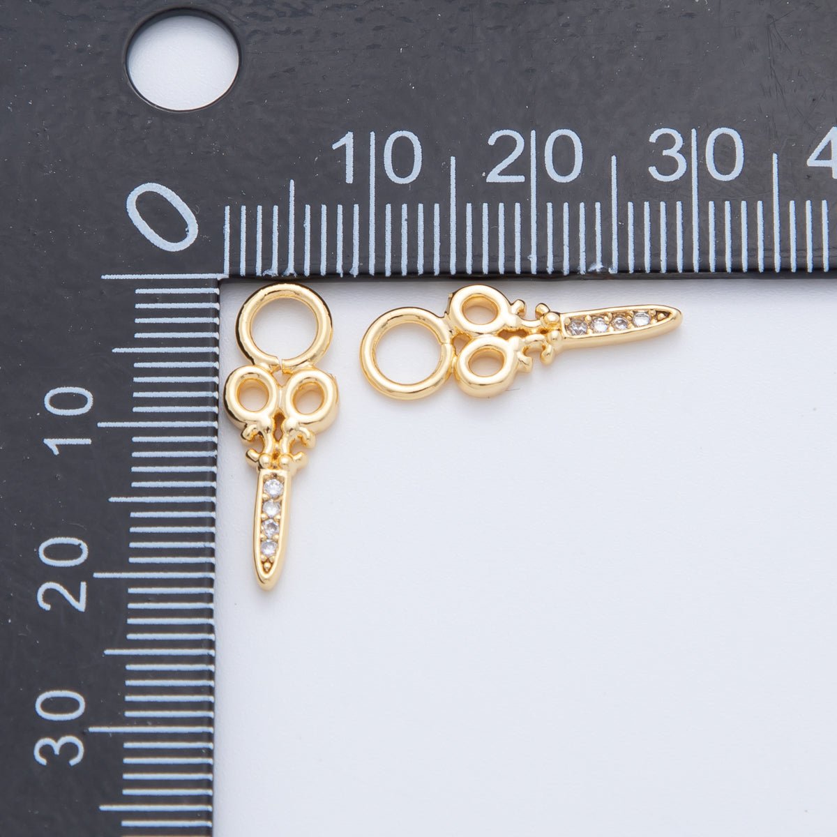18K Gold Filled Micro Paved Scissors Add - On Drop Earring Charm | AF736 - DLUXCA