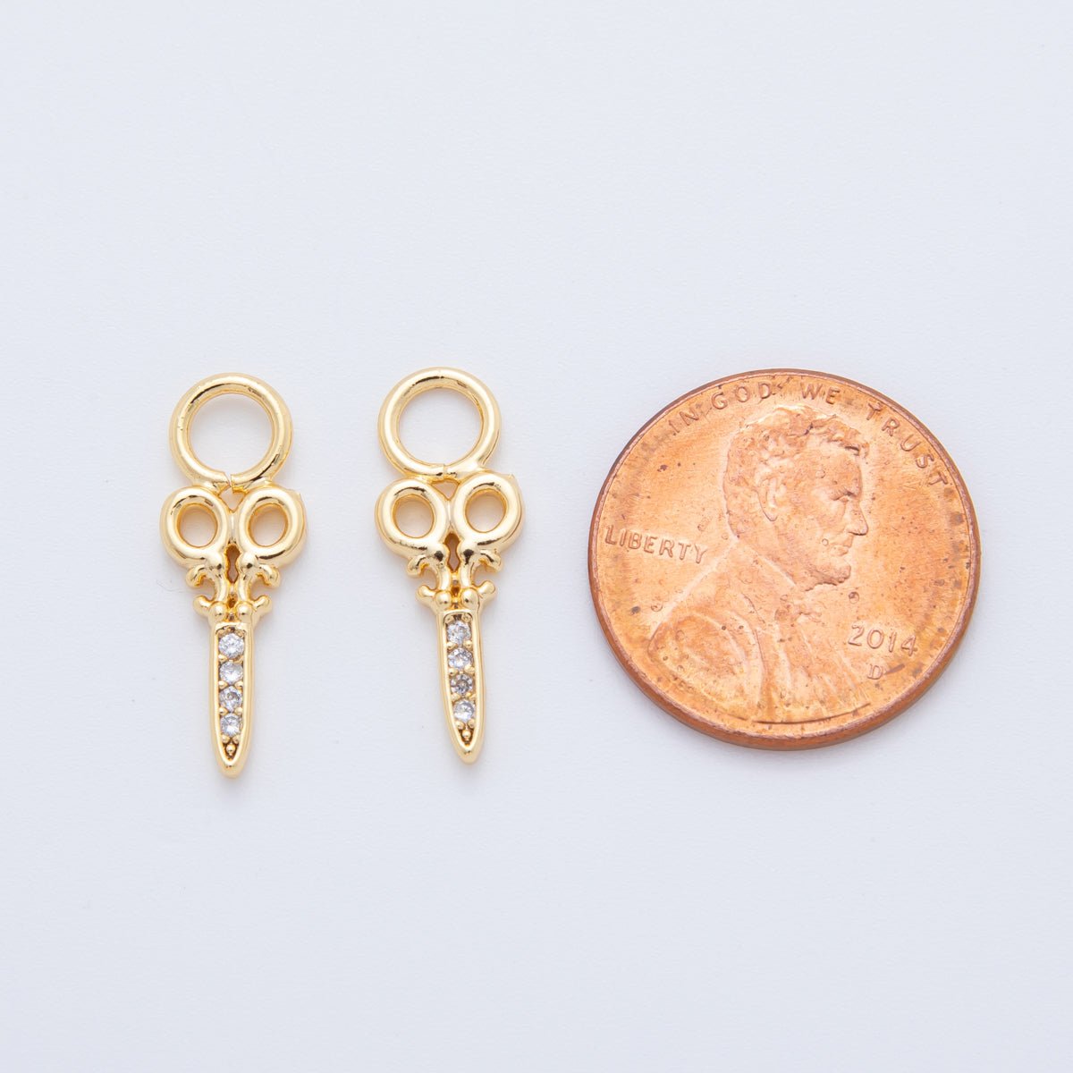 18K Gold Filled Micro Paved Scissors Add - On Drop Earring Charm | AF736 - DLUXCA