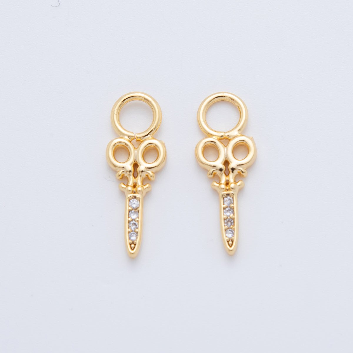 18K Gold Filled Micro Paved Scissors Add - On Drop Earring Charm | AF736 - DLUXCA