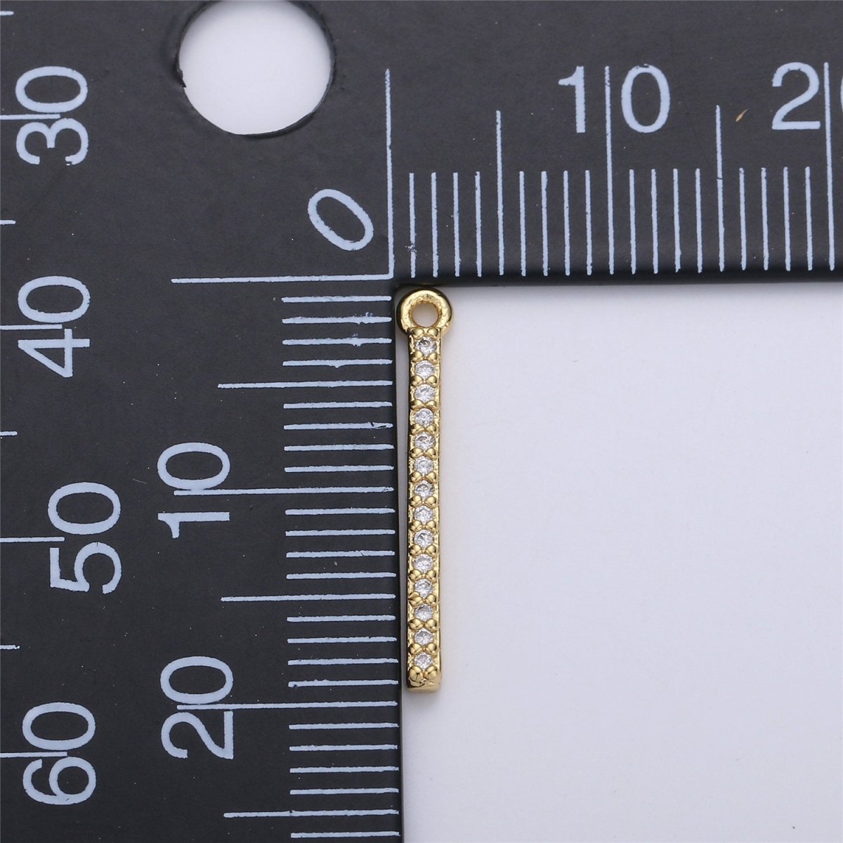 18K Gold Filled Minimalist Bar, Cubic Micro Pave Dangle Charm Necklace Earring Pendant Charm for Jewelry Making C-689 - DLUXCA