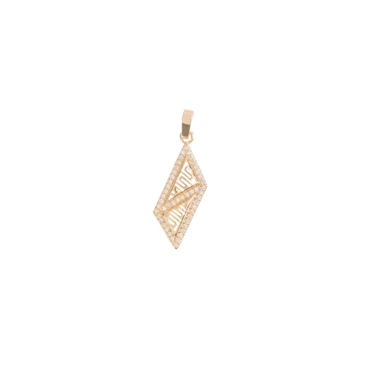 18K Gold Filled Minimalist Rectangle Bar, Dangle Intricate Cubic Zirconia Bails Findings for Necklace Charm Pendant Jewelry Making Supplies H-782 - DLUXCA