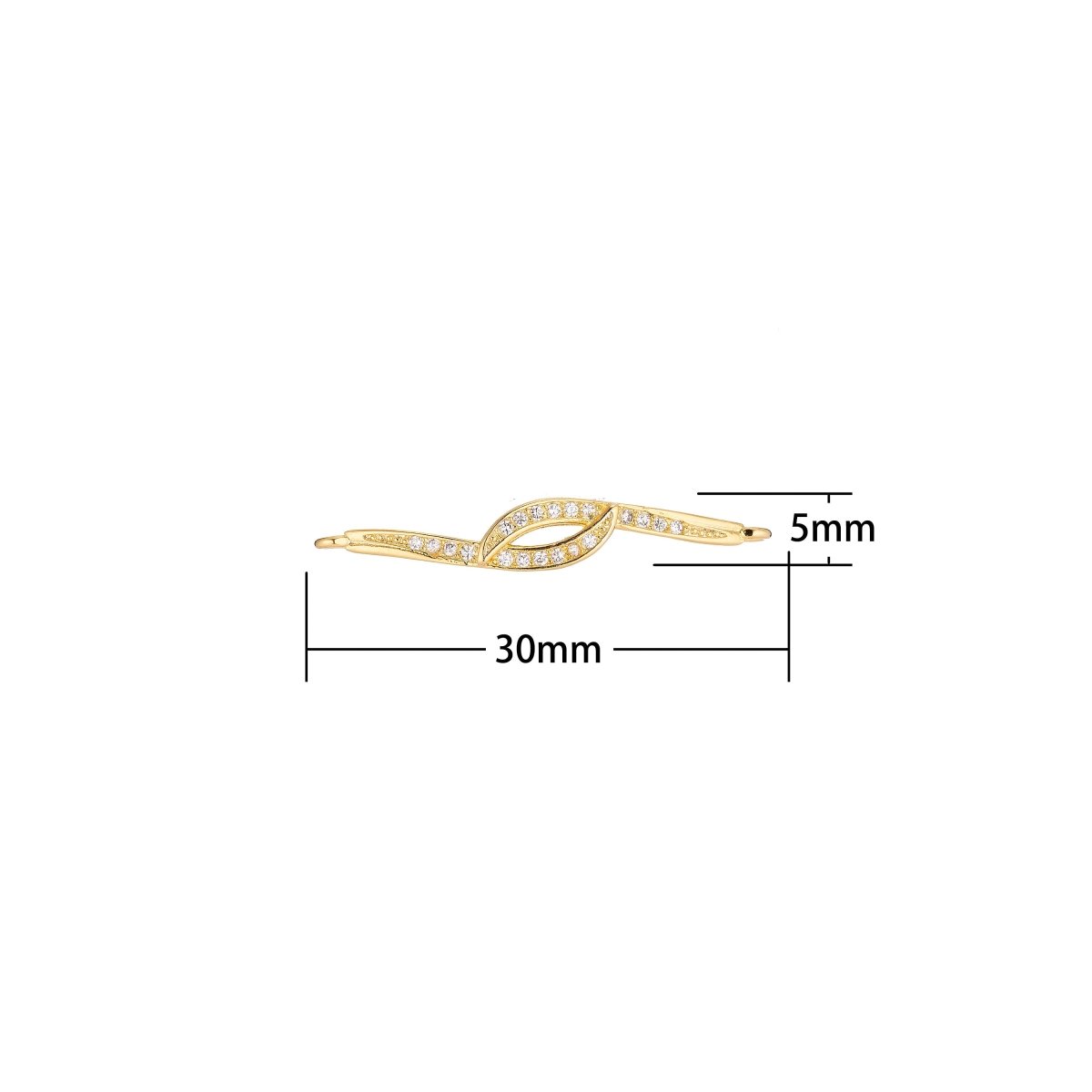 18K Gold Filled Minimalist Simple Line Curved Tangled Cubic Zirconia Charm Necklace Pendant Findings for Jewelry Making, F-074
