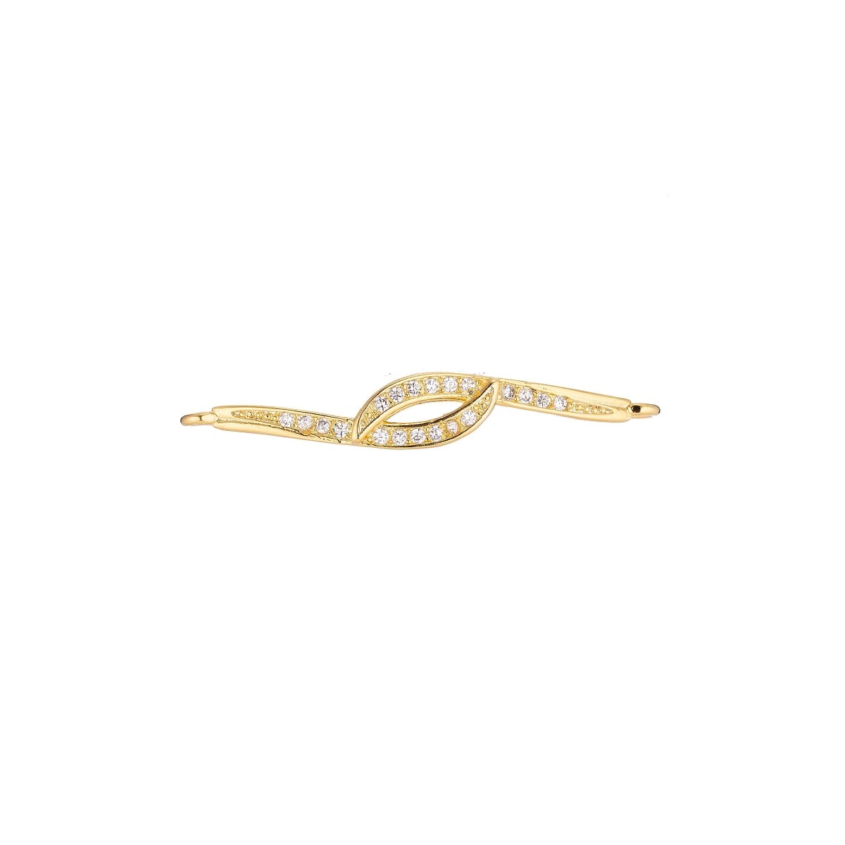18K Gold Filled Minimalist Simple Line Curved Tangled Cubic Zirconia Charm Necklace Pendant Findings for Jewelry Making, F-074