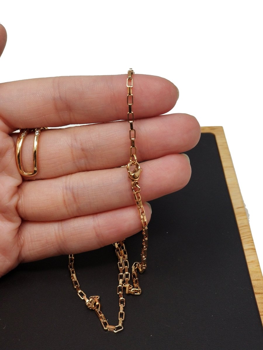18K Gold Filled Necklace - Cable Necklace - Dainty Gold Cable Rolo Chain Layering Necklace 1mm 20 inch ready to wear chain w/ Lobster Clasp | CN-266
