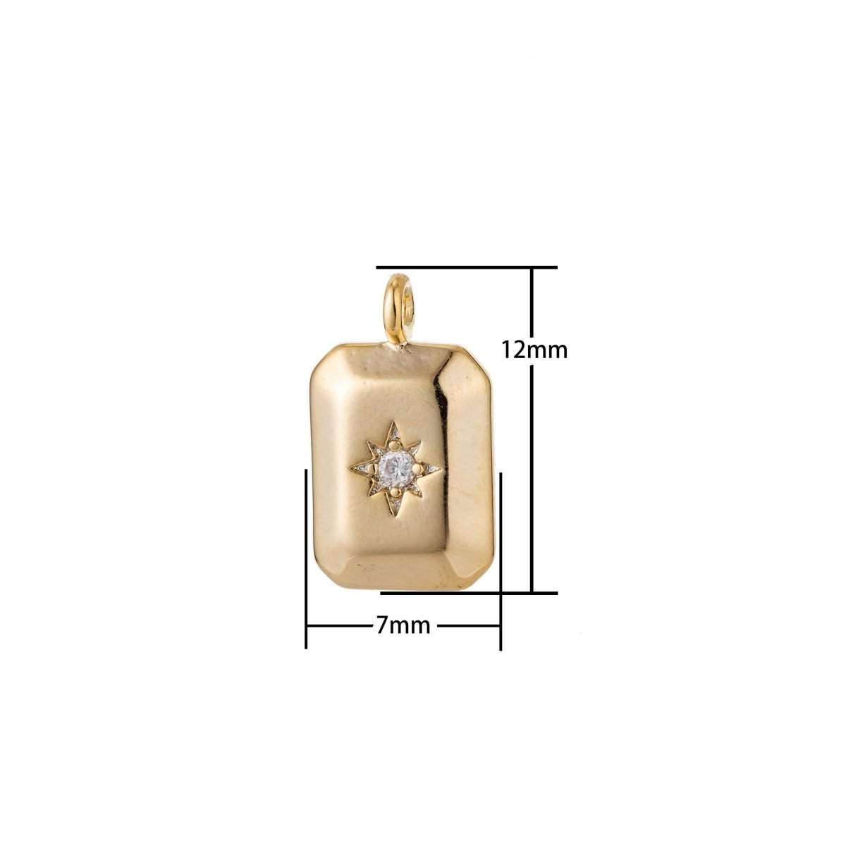 18k Gold Filled North Star Charm Cubic Zirconia Rectangle Pendant in Gold micro Pave CZ North Star Pendant Jewelry Making C-285 D-274 D-275