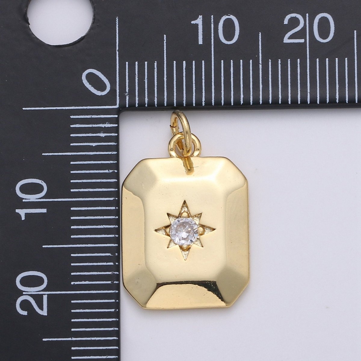18k Gold Filled North Star Charm Cubic Zirconia Rectangle Pendant in Gold micro Pave CZ North Star Pendant Jewelry Making C-285 D-274 D-275