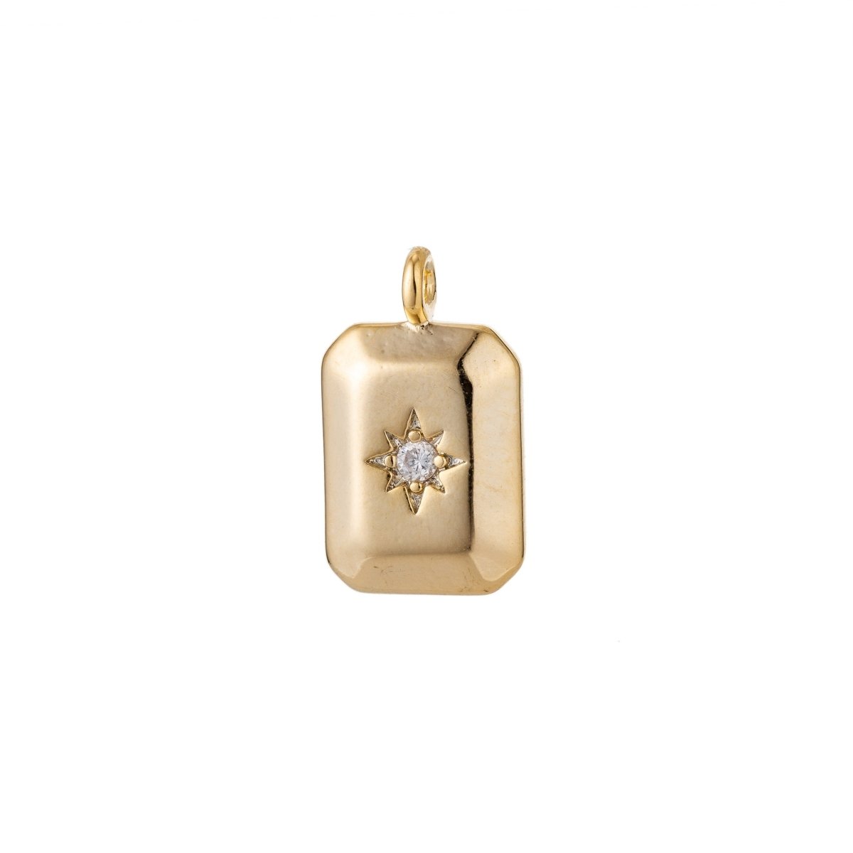 18k Gold Filled North Star Charm Cubic Zirconia Rectangle Pendant in Gold micro Pave CZ North Star Pendant Jewelry Making C-285 D-274 D-275