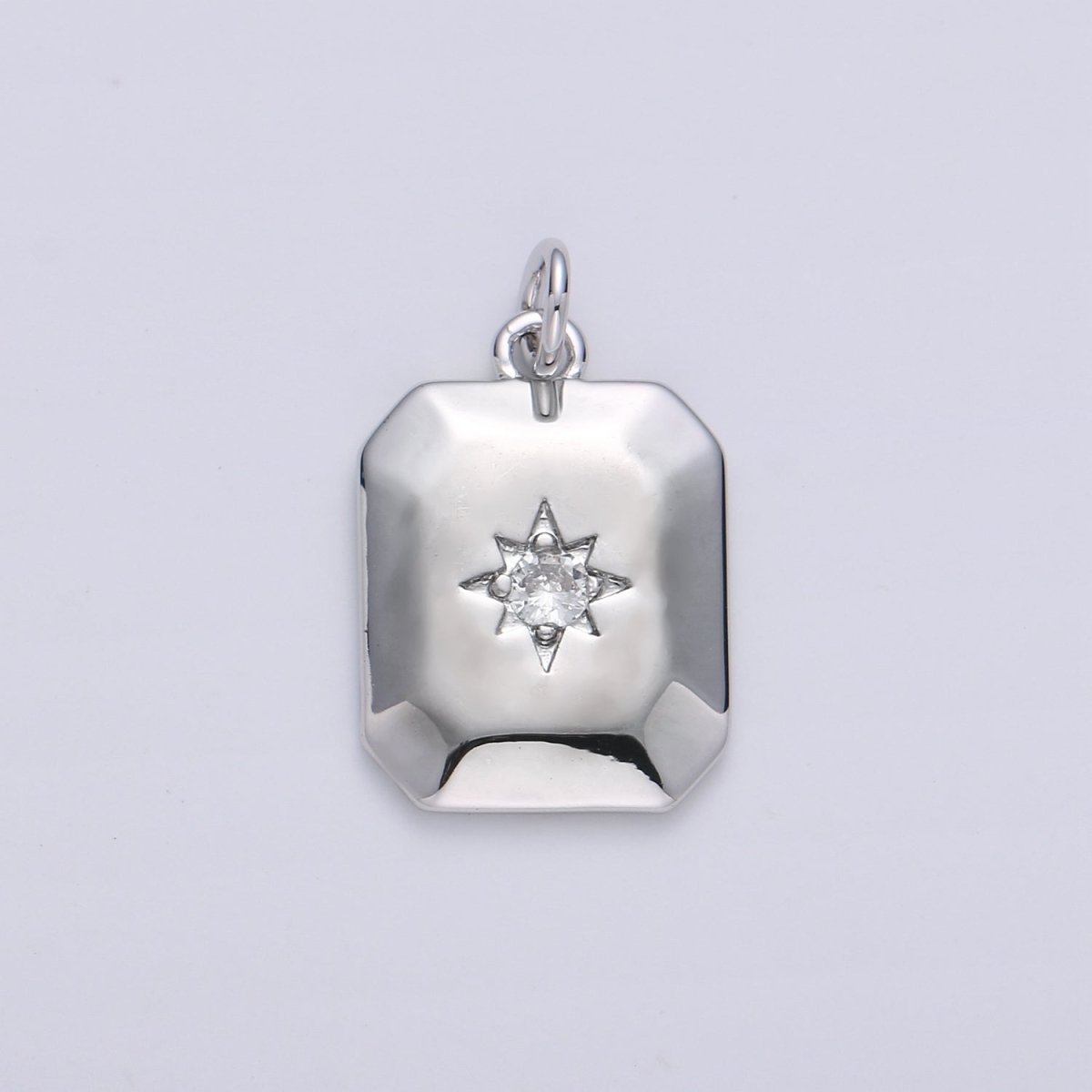18k Gold Filled North Star Charm Cubic Zirconia Rectangle Pendant in Gold micro Pave CZ North Star Pendant Jewelry Making C-285 D-274 D-275