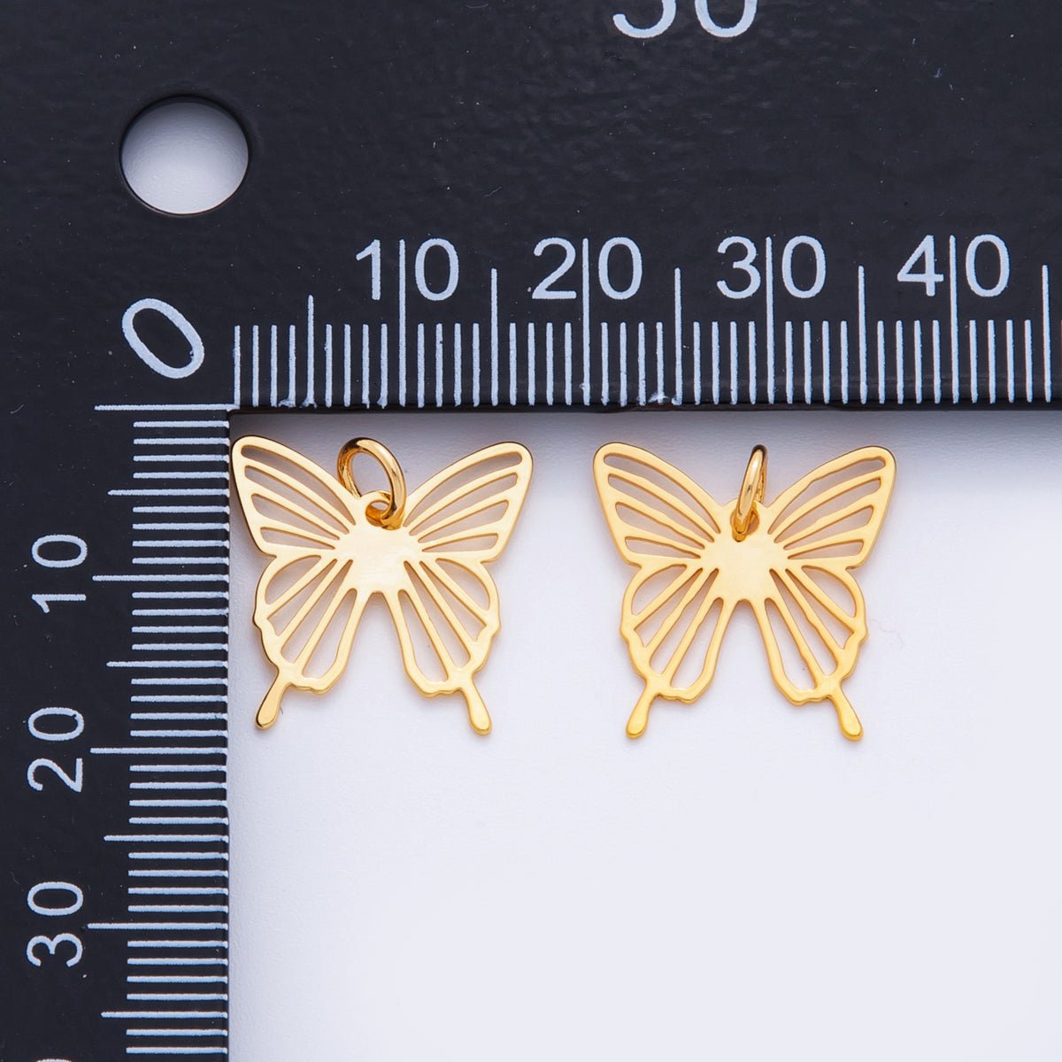 18K Gold Filled Open Sunburst Mariposa Butterfly Mini Charm | M543 - DLUXCA