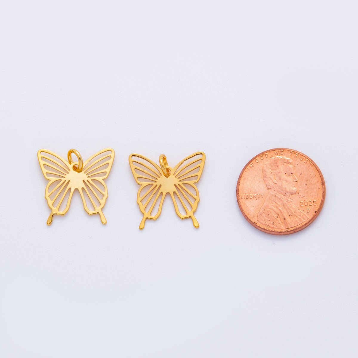 18K Gold Filled Open Sunburst Mariposa Butterfly Mini Charm | M543 - DLUXCA