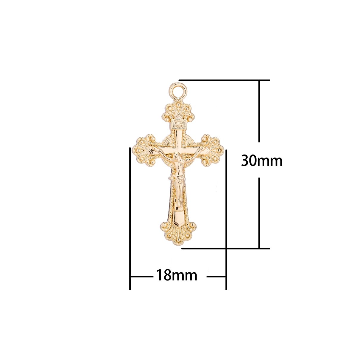 18k Gold Filled Ornate Cross Crucifix Pendant Jesus Christ Catholic Rosary Charm Layer Necklace Hoop Earring Jewelry Making C-087