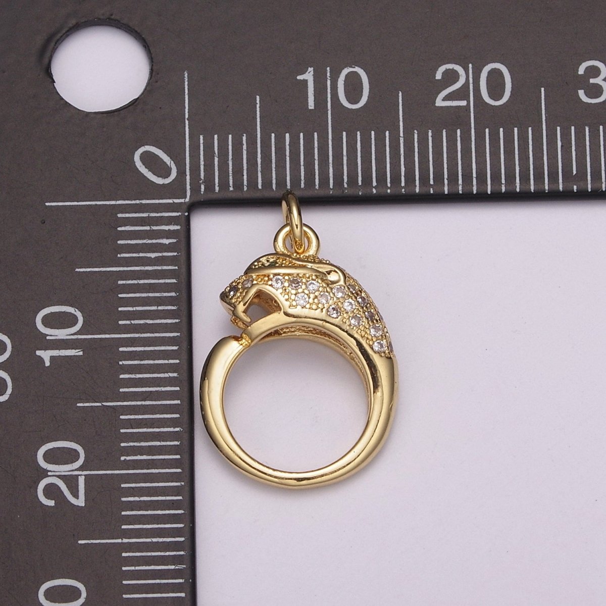 18K Gold Filled Panther Charm, Panther Round CZ Micro Pave, Cubic Zirconia Panther Charms, Silver Panther Bead, Men's Jewelry E-701 E-702