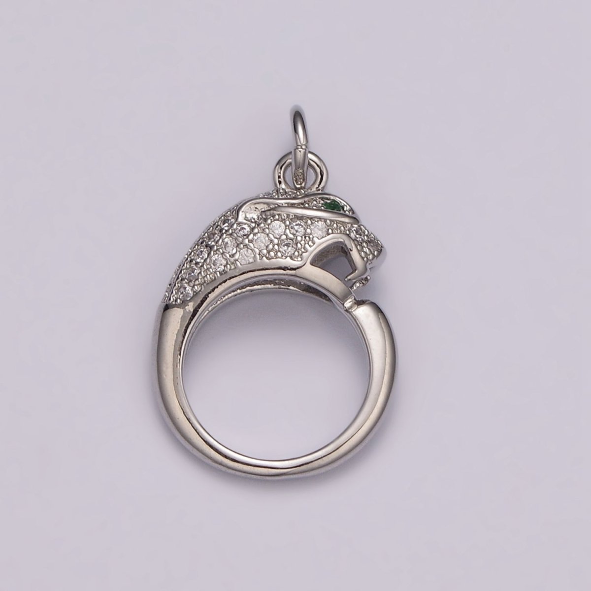 18K Gold Filled Panther Charm, Panther Round CZ Micro Pave, Cubic Zirconia Panther Charms, Silver Panther Bead, Men's Jewelry E-701 E-702