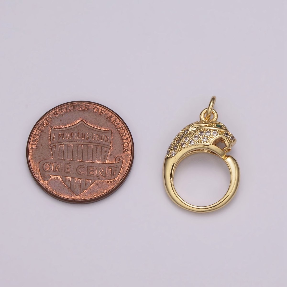 18K Gold Filled Panther Charm, Panther Round CZ Micro Pave, Cubic Zirconia Panther Charms, Silver Panther Bead, Men's Jewelry E-701 E-702