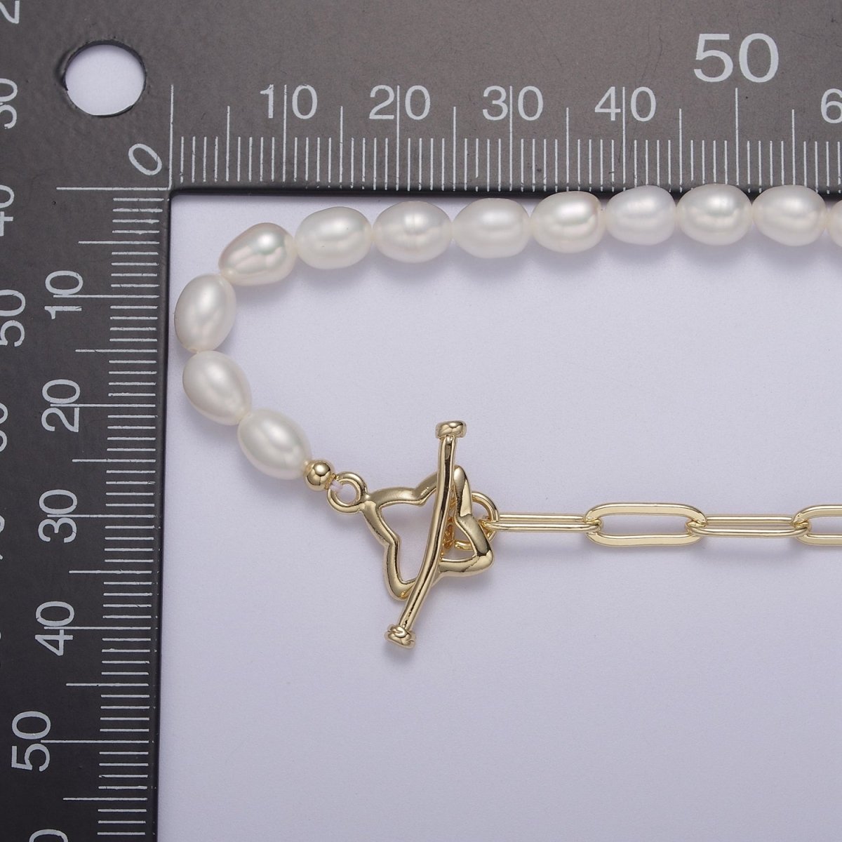 18k Gold Filled Paperclip Chain with Freshwater Pearls Layering Necklace Dainty Paperclip | WA-862 Clearance Pricing - DLUXCA