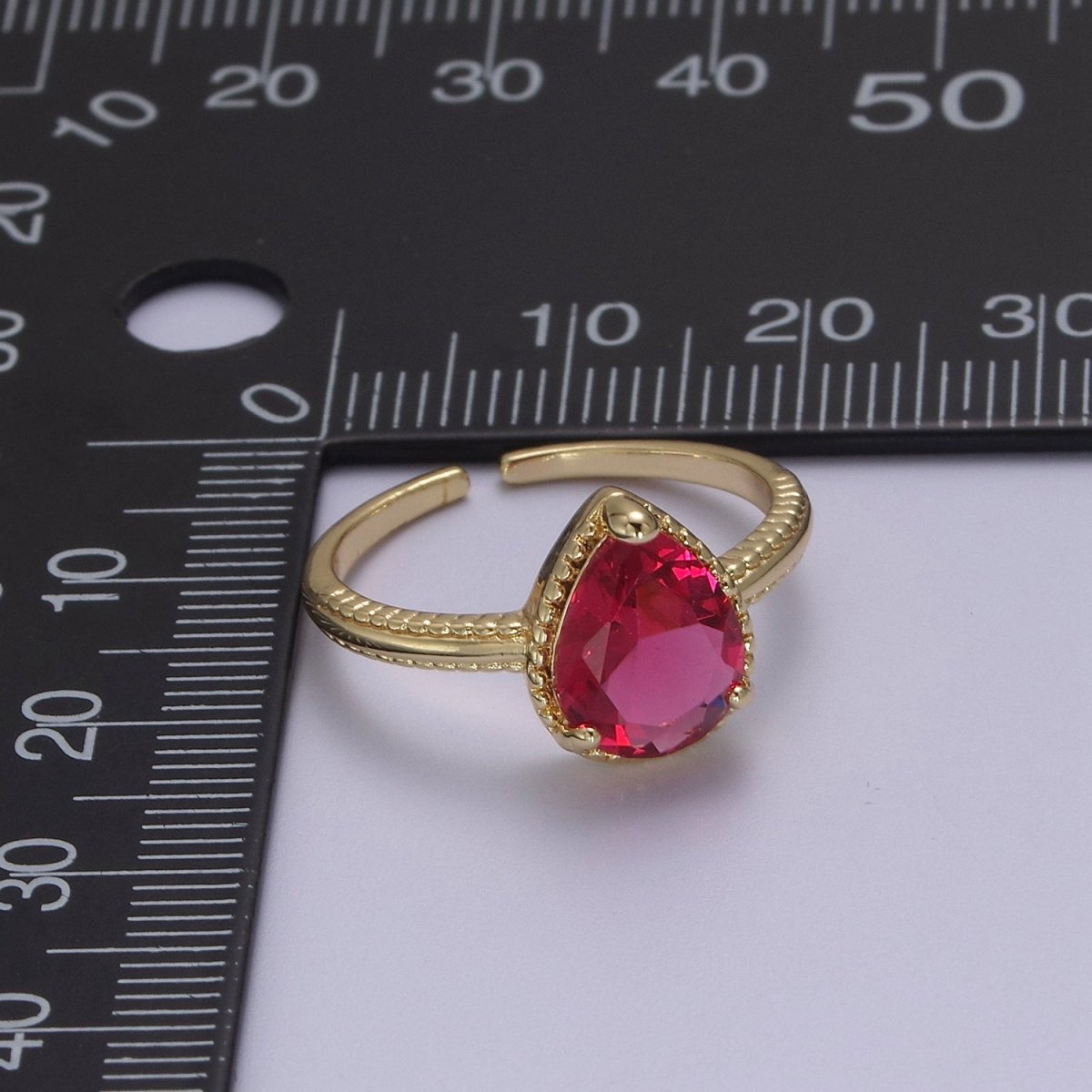 18k Gold Filled Pear Shaped Halo Engagement Ring Dainty Tear drop Ring , Wedding Ring Pear Cut Solitaire Ring Women S-429 ~ S-434