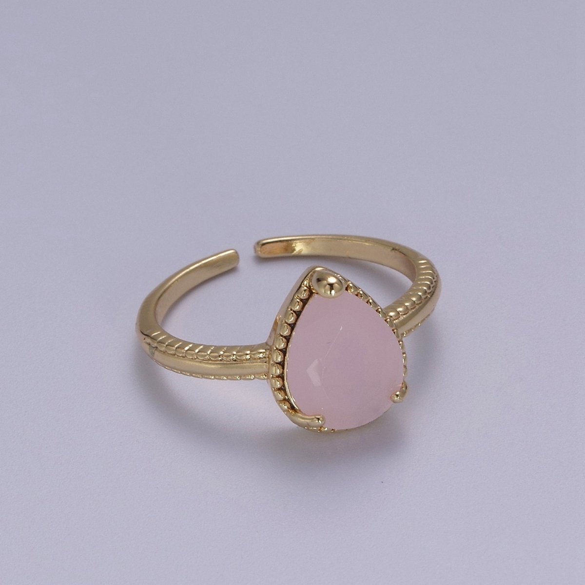 18k Gold Filled Pear Shaped Halo Engagement Ring Dainty Tear drop Ring , Wedding Ring Pear Cut Solitaire Ring Women S-429 ~ S-434