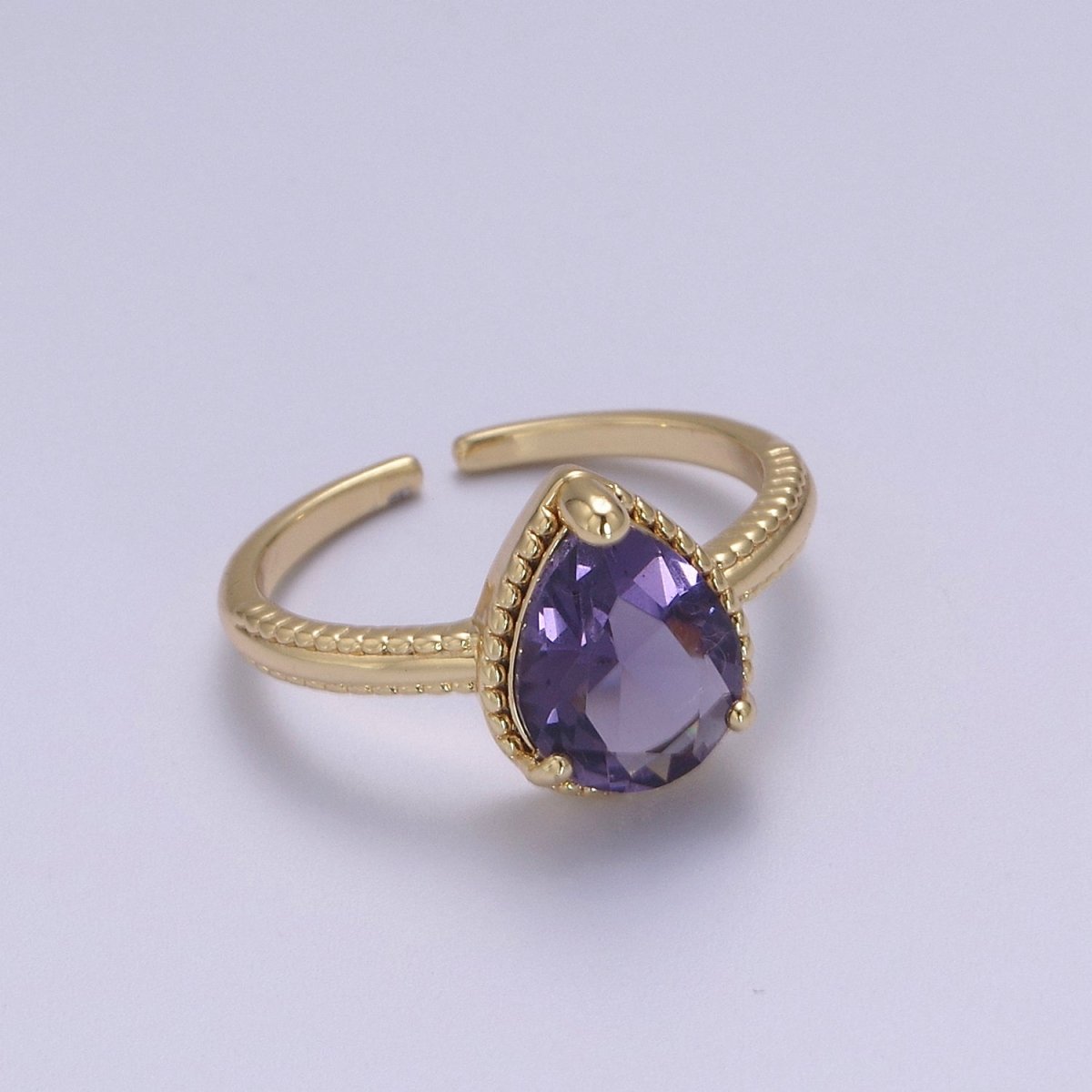 18k Gold Filled Pear Shaped Halo Engagement Ring Dainty Tear drop Ring , Wedding Ring Pear Cut Solitaire Ring Women S-429 ~ S-434