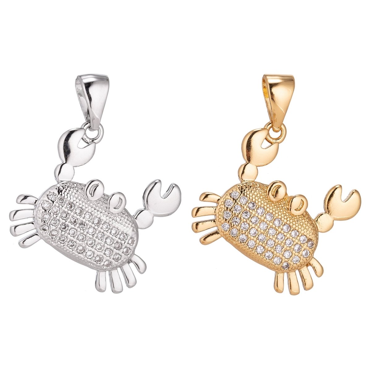 18K Gold Filled Pendant Dainty Crab Necklace Charm for Jewelry Making Stylish Crab Charm, Micro Pave CZ Charm H-915