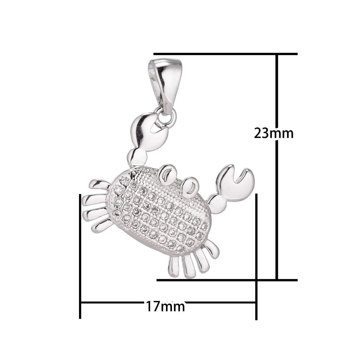 18K Gold Filled Pendant Dainty Crab Necklace Charm for Jewelry Making Stylish Crab Charm, Micro Pave CZ Charm H-915