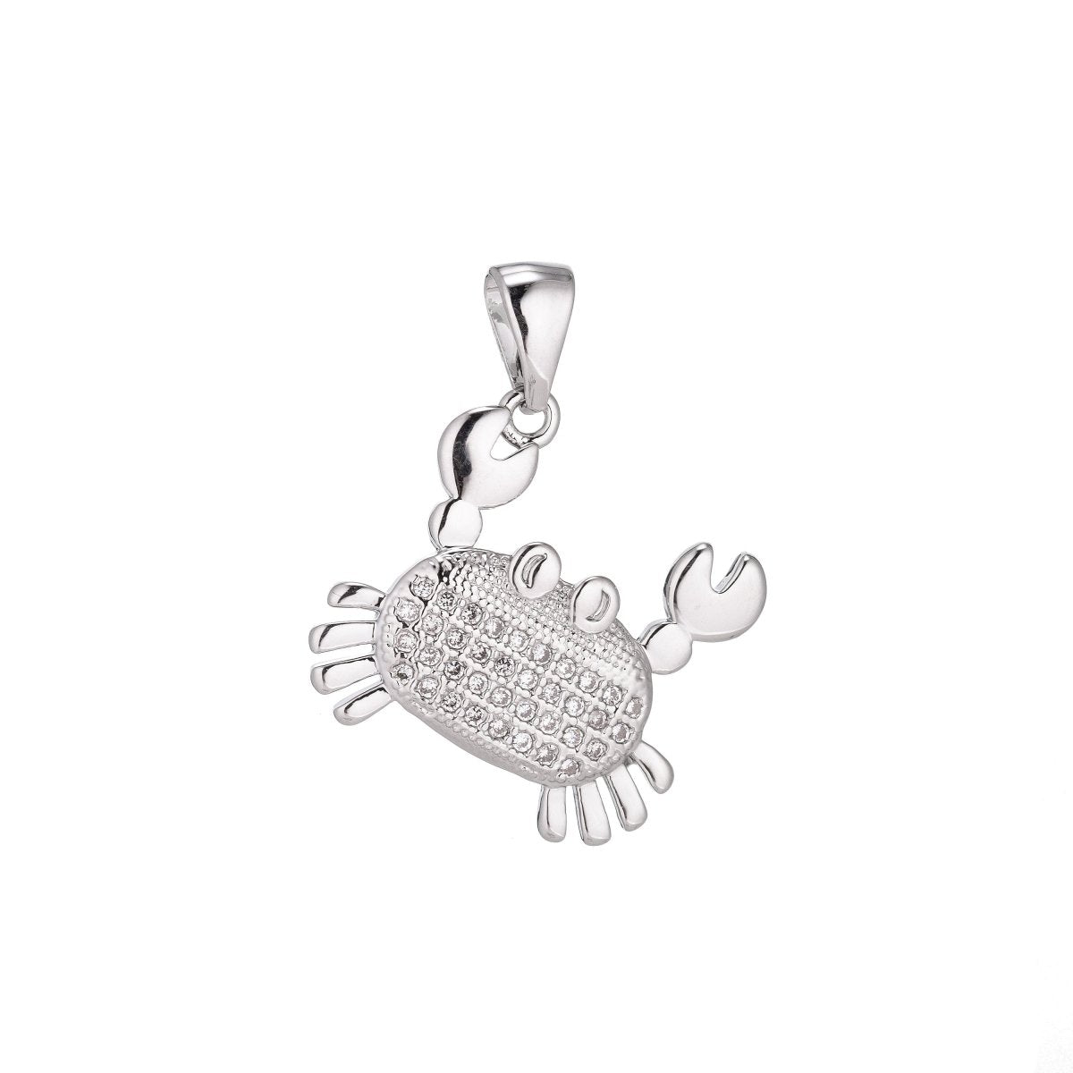 18K Gold Filled Pendant Dainty Crab Necklace Charm for Jewelry Making Stylish Crab Charm, Micro Pave CZ Charm H-915
