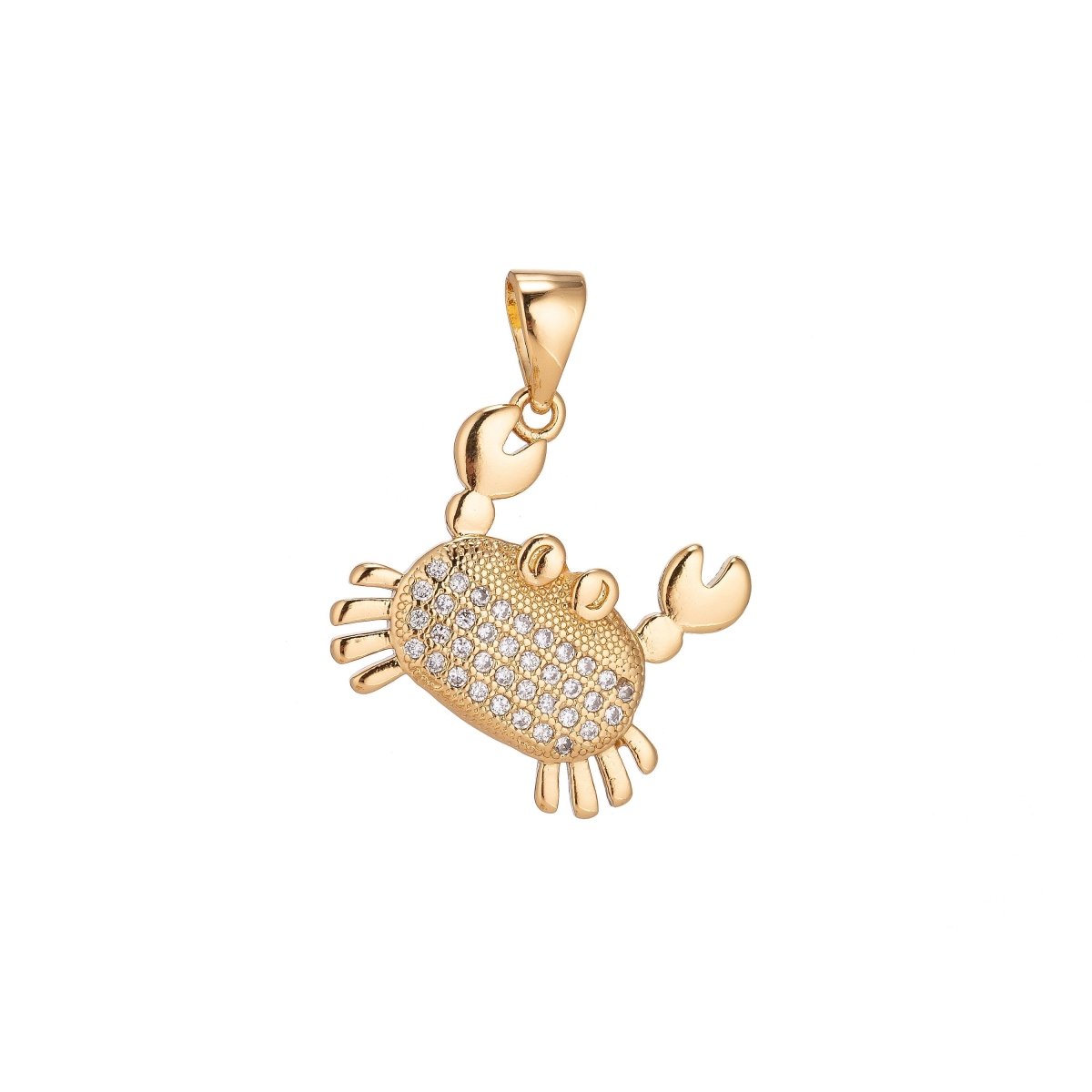 18K Gold Filled Pendant Dainty Crab Necklace Charm for Jewelry Making Stylish Crab Charm, Micro Pave CZ Charm H-915