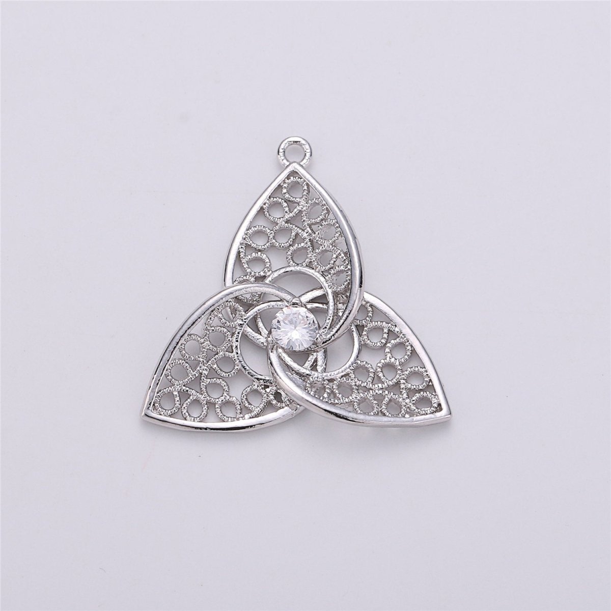18K Gold Filled Pendant Dainty Flower Petal Charm For Earring Necklace Charm Jewelry Making Filigree Flower Charm, Micro Pave CZ Charm E-484