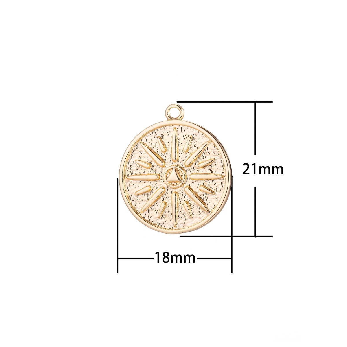 18k Gold Filled Pendant Dainty Rustic Textured Star Coin Layering Necklace Charm for Jewelry Making Sun Ray Charm Earring Bracelet Charm C-345 - DLUXCA