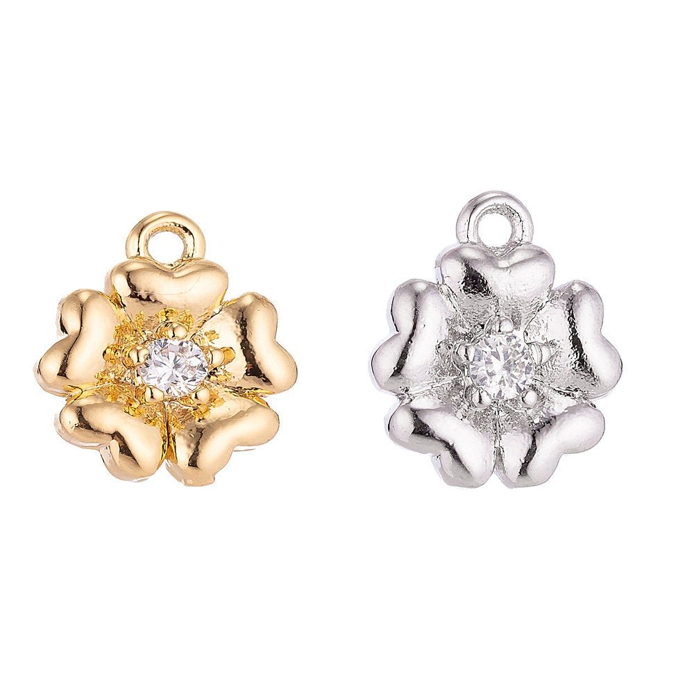 18K Gold Filled Petals Flower Cubic Zirconia Pendant Earring C-013
