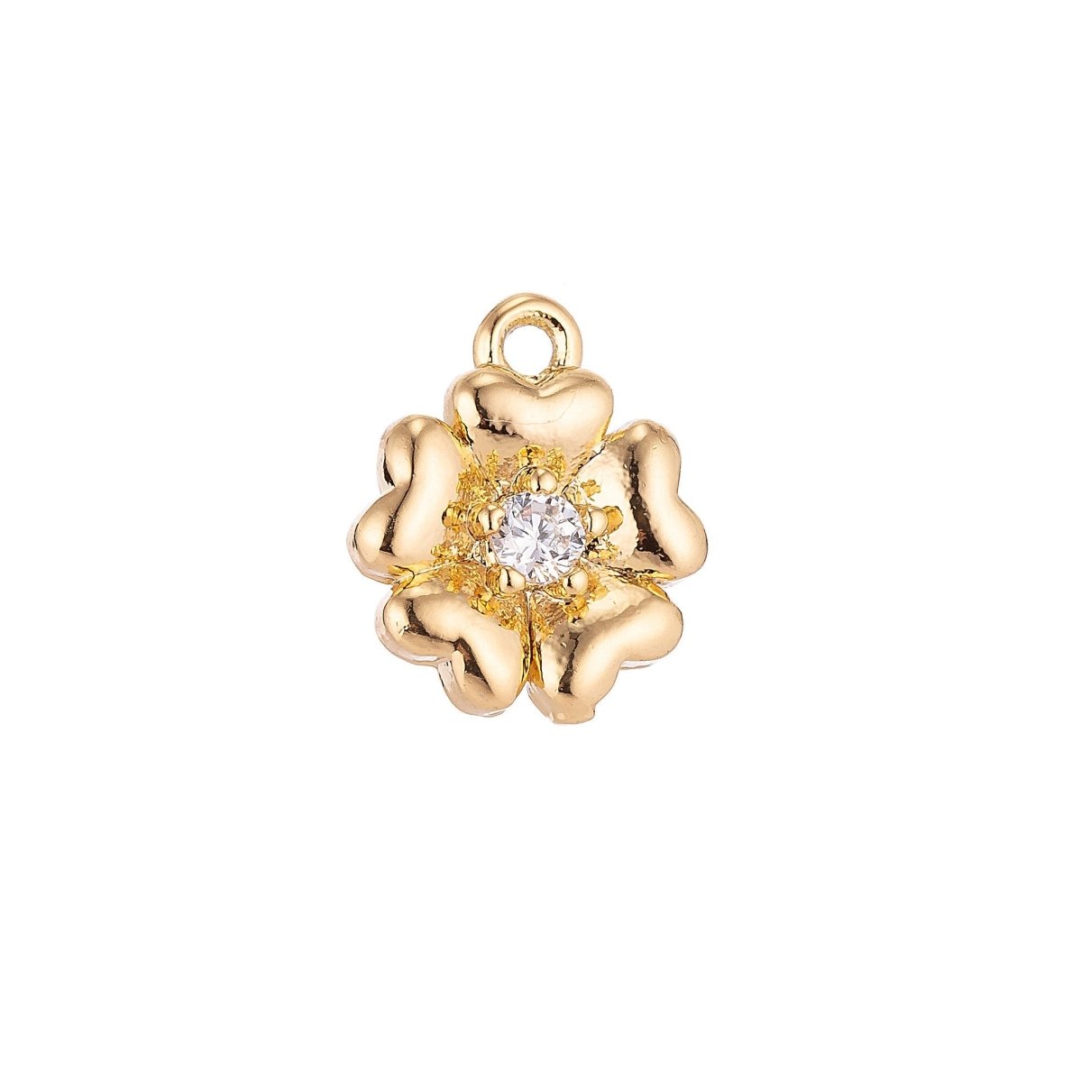 18K Gold Filled Petals Flower Cubic Zirconia Pendant Earring C-013