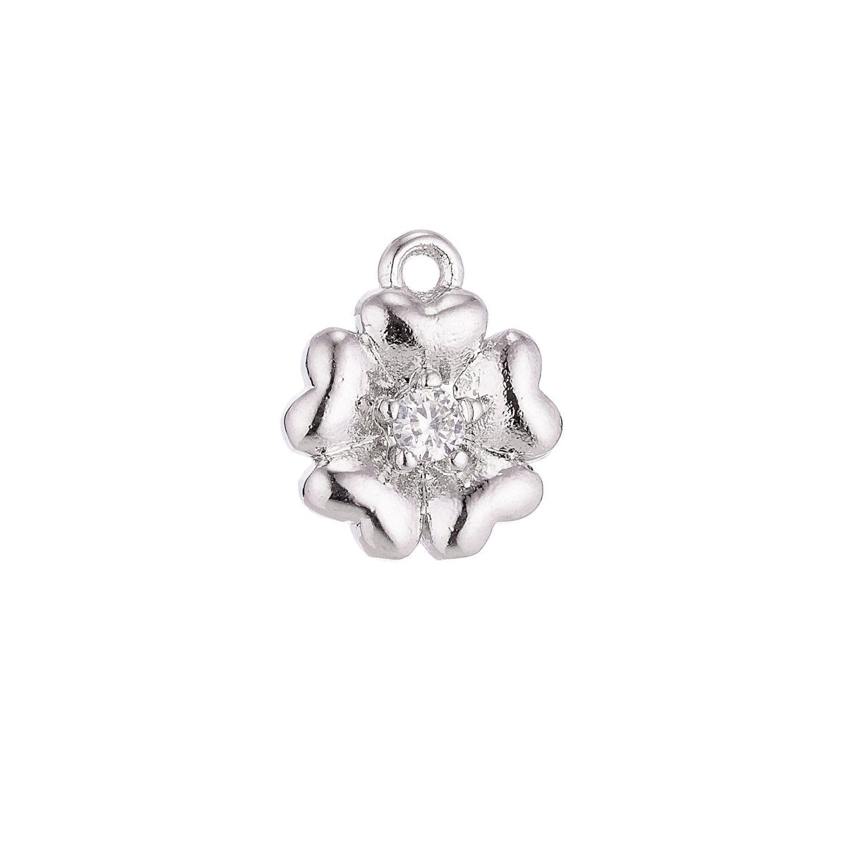 18K Gold Filled Petals Flower Cubic Zirconia Pendant Earring C-013