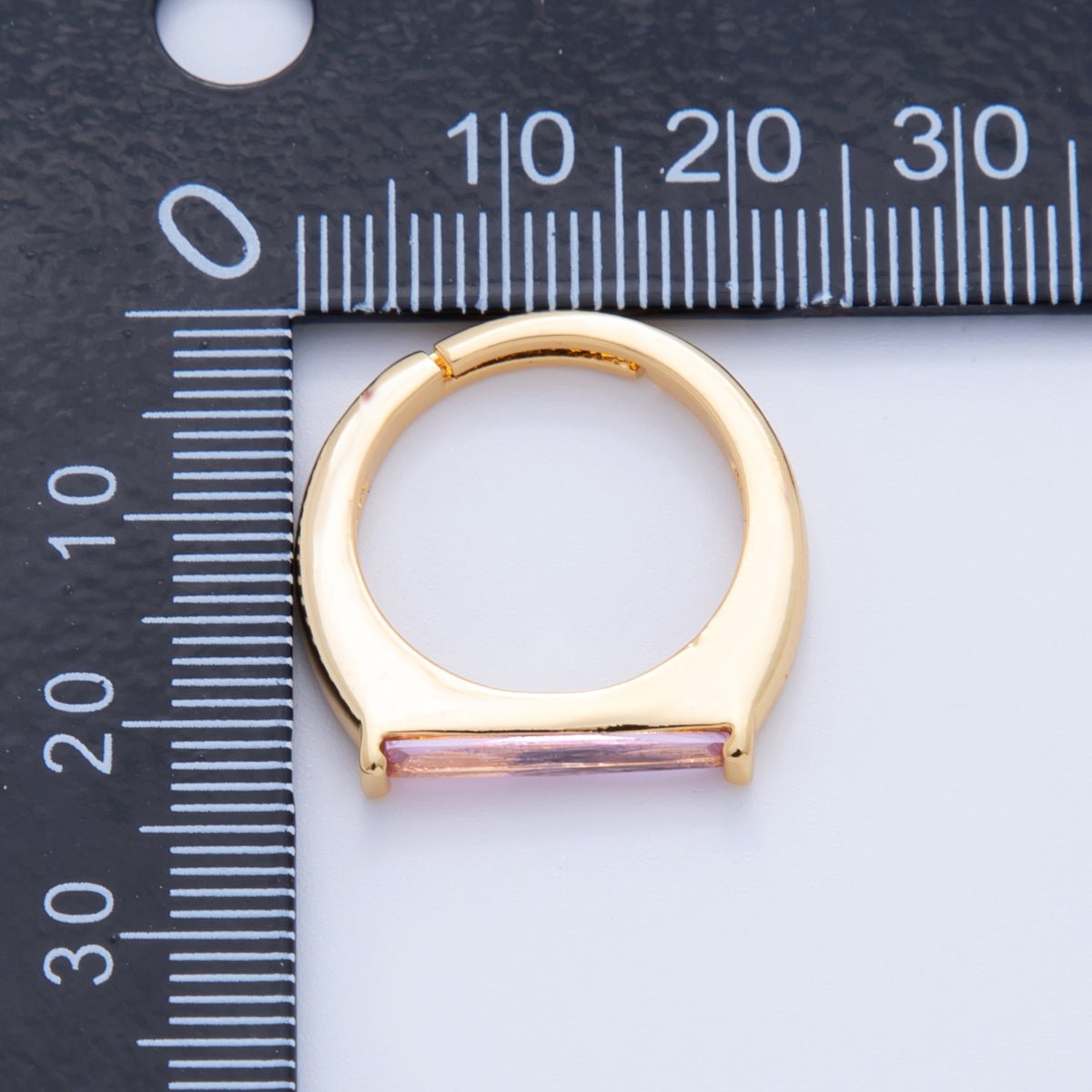 18K Gold Filled Pink Baguette Thin Signet Ring | O1741 - DLUXCA