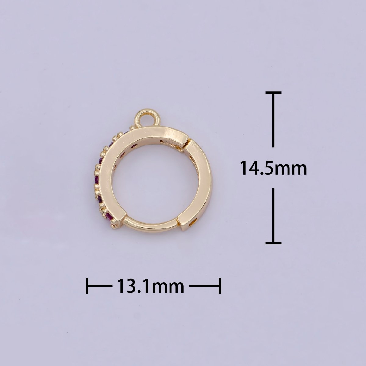 18k Gold Filled Pink cubic one touch w/ open link, Lead Nickel free Lever back earring making Component Cz Hoop K-017 - DLUXCA