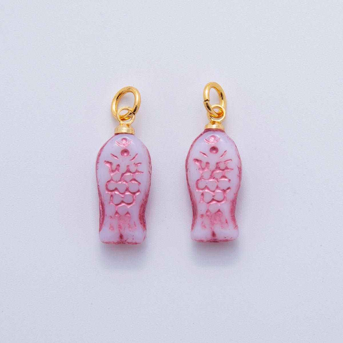 18K Gold Filled Pink Scaled Fish Mini Charm | W145 - DLUXCA