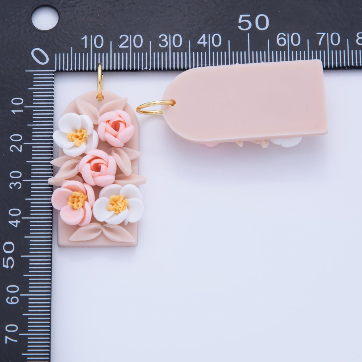 18K Gold Filled Pink White Flower Polymer Clay Charm | AF369 - DLUXCA