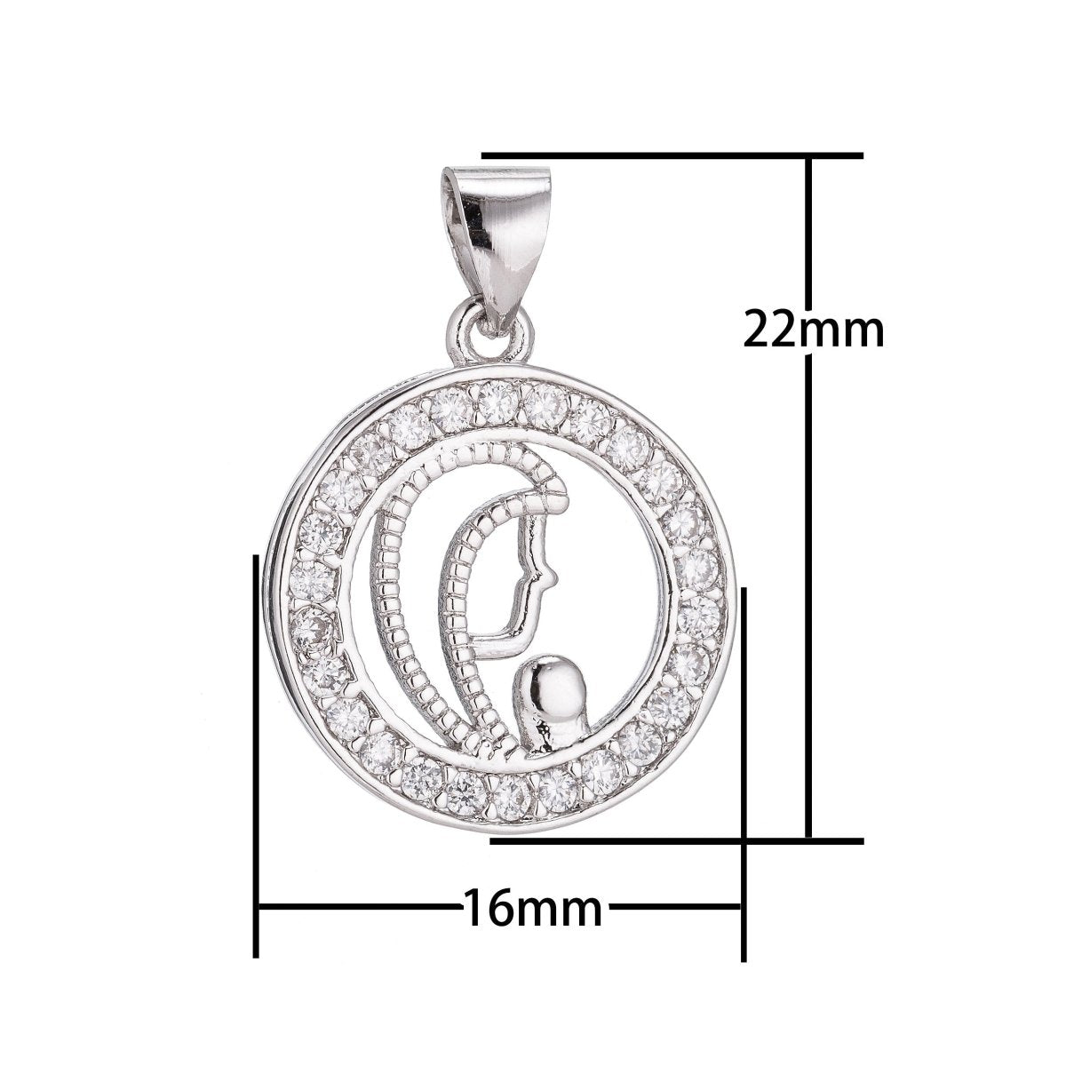 18K Gold Filled Praying Mom Lady Minimalist Simple Cross Cubic Zirconia Necklace Pendant Bracelet Earring Charm Bails for Jewelry Making H-210