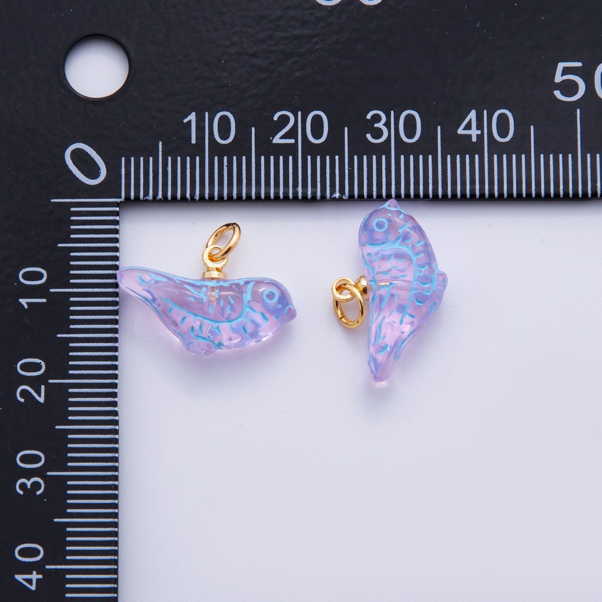 18K Gold Filled Purple Blue - Lined Bird Acrylic Drop Charm | AF704 - DLUXCA