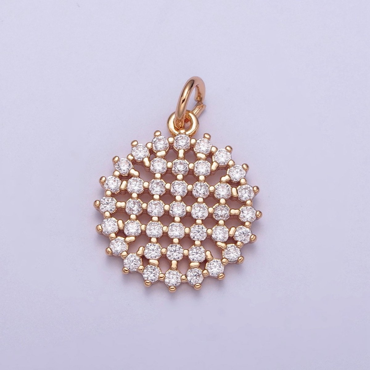 18K Gold Filled Purple, Fuchsia, Pink, Green, Blue, Clear Micro Paved CZ Round Circle Charm | X-156 - X-161