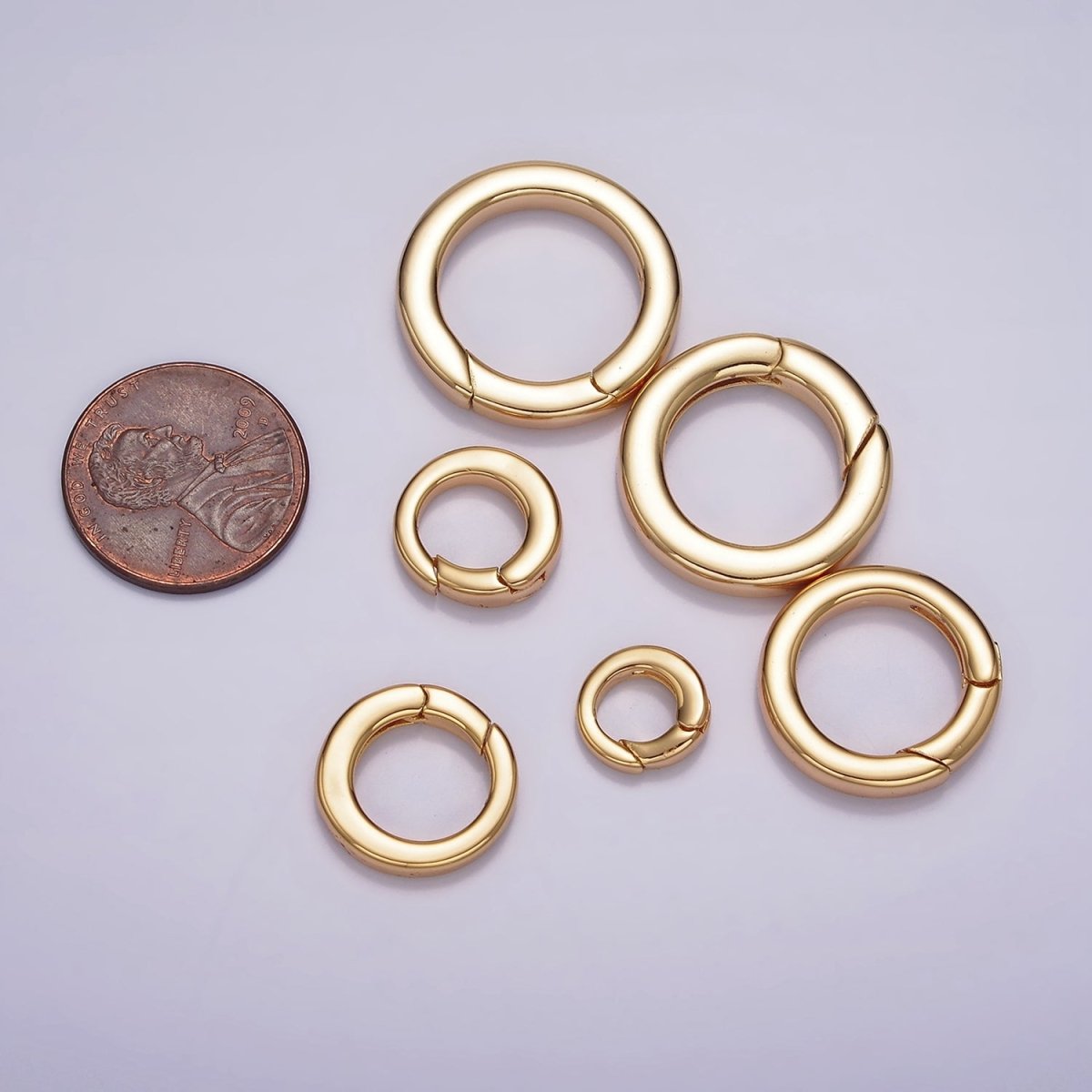 18K Gold Filled Push Gate Ring Charm Holder Bail for Charm Jewelry Kit Supplies For DIY Jewelry Making | Z-492 - Z-497