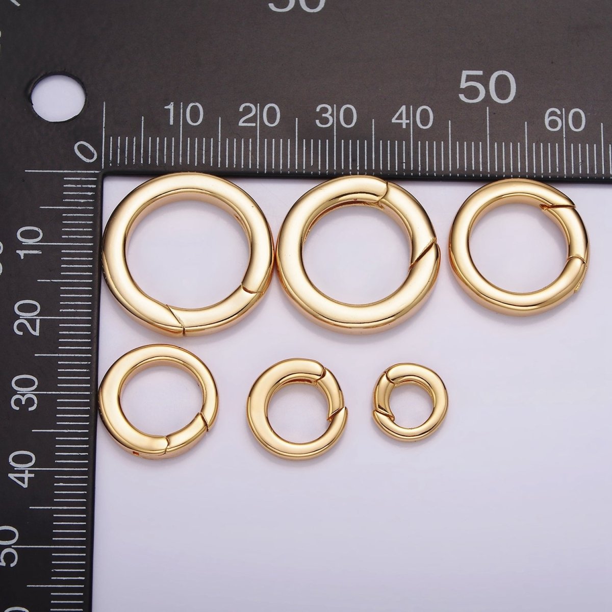 18K Gold Filled Push Gate Ring Charm Holder Bail for Charm Jewelry Kit Supplies For DIY Jewelry Making | Z-492 - Z-497