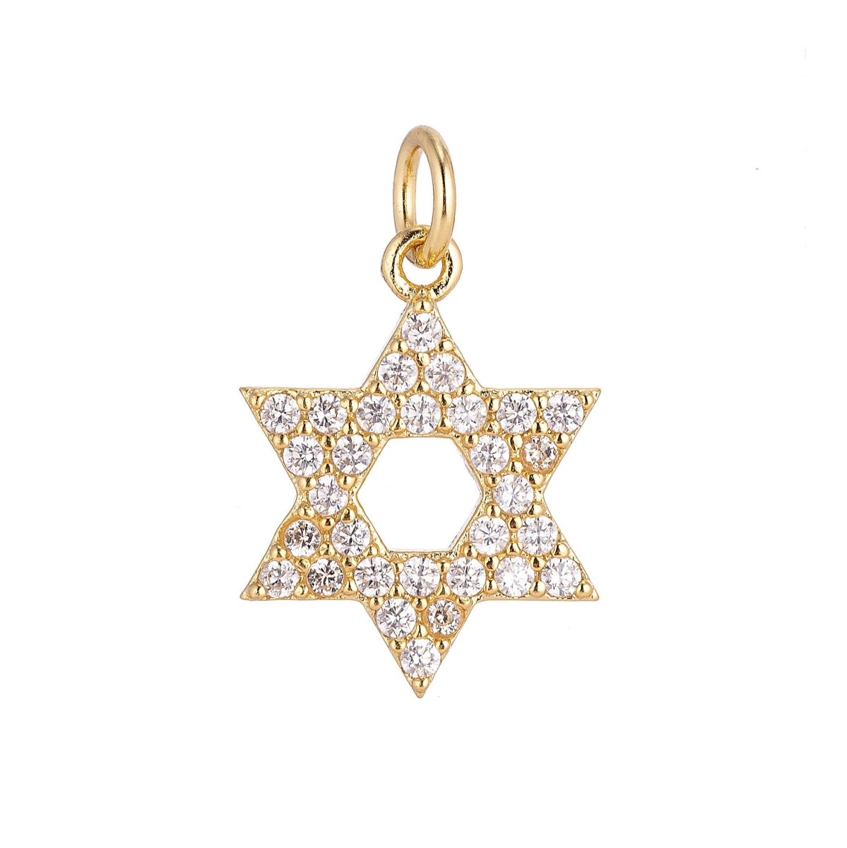 18K Gold Filled Religious Star of David Cubic Zirconia Charm Necklace Pendant Findings for Jewelry Making C-039