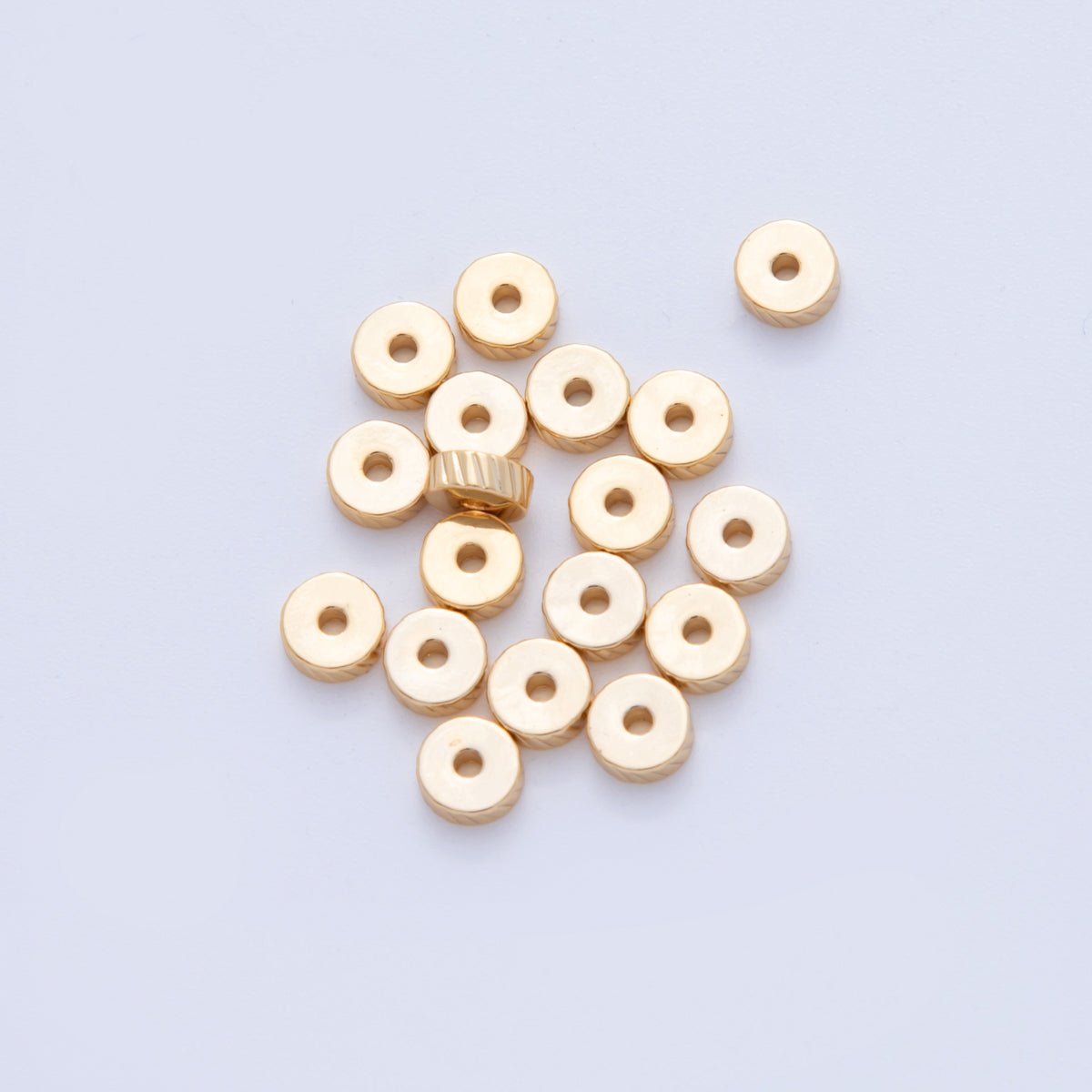 18K Gold Filled Ribbed Lined Thin Rondelle Bead Set | B744 - DLUXCA