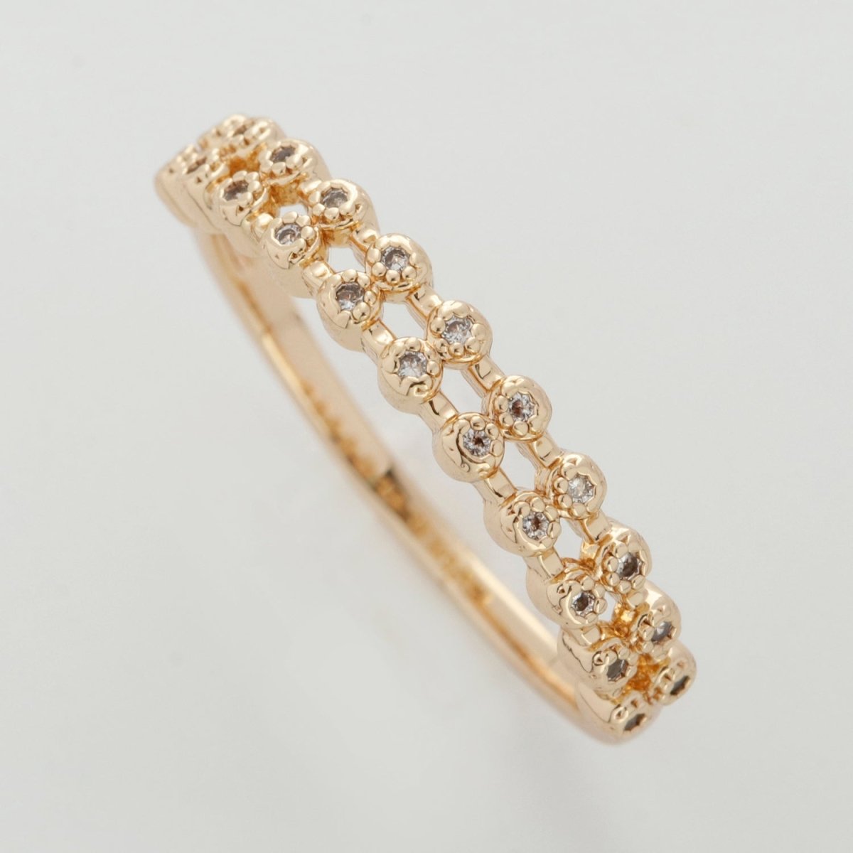 18k gold Filled Ring Micro Pave Cz Cubic Zirconia Gold Band Minimalist Jewelry Stackable U-010~U-013