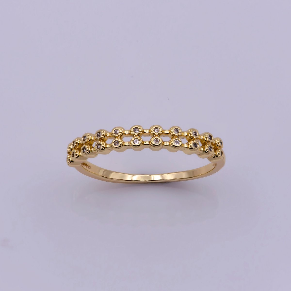 18k gold Filled Ring Micro Pave Cz Cubic Zirconia Gold Band Minimalist Jewelry Stackable U-010~U-013