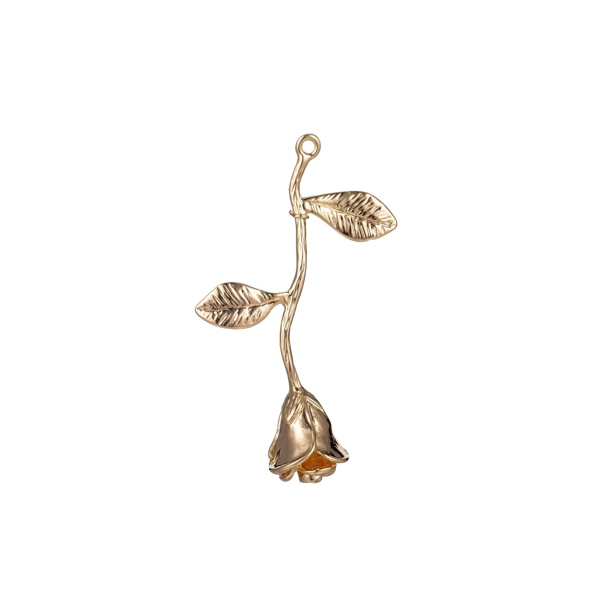 18k Gold Filled Rose Pendant Gold Rose Charm Charm Floral, Flower Belle Layered Necklace Pendant Bails for Jewelry Making E-873 - DLUXCA